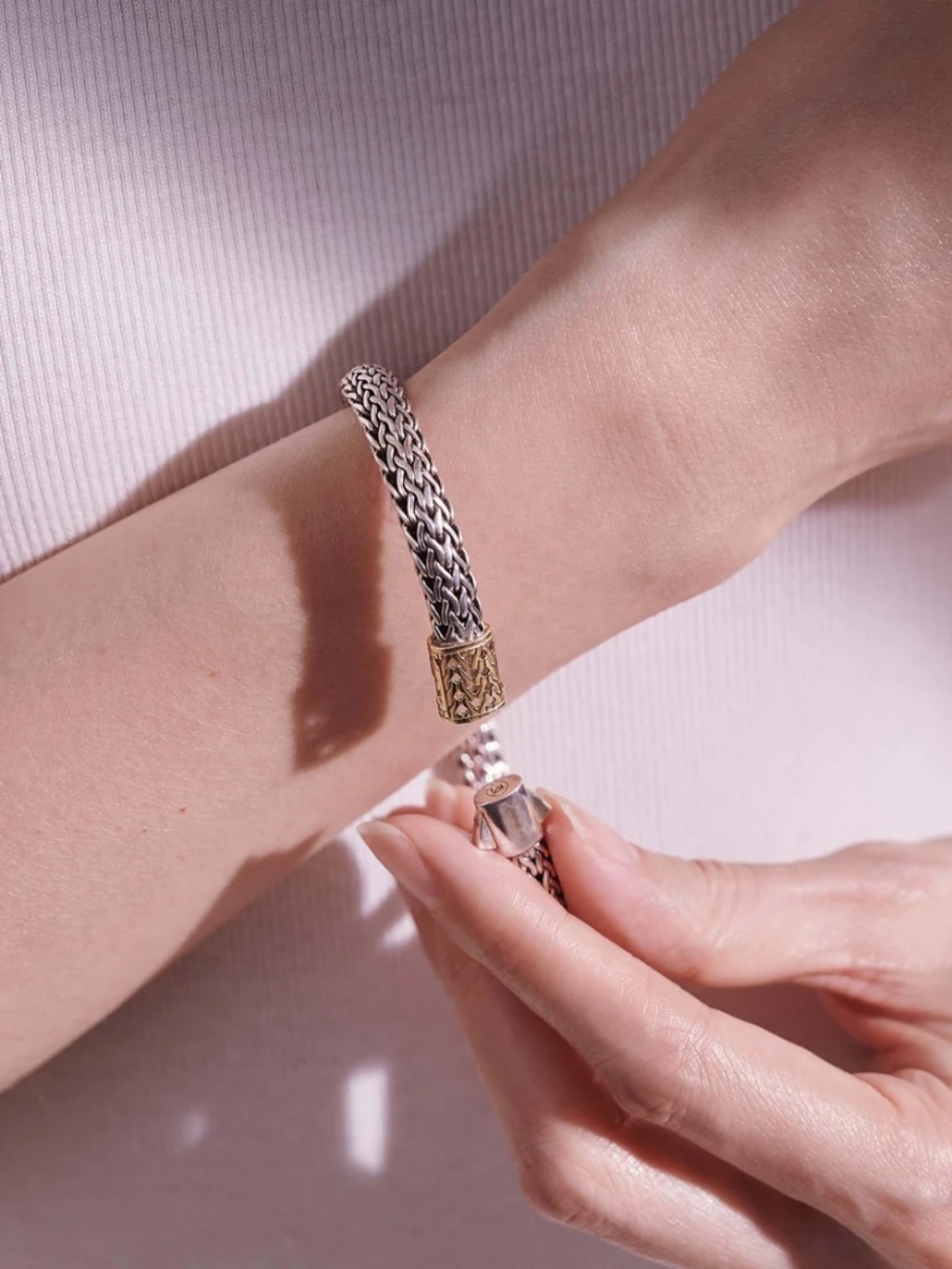 John Hardy Icon Bracelet, Sterling Silver with Gold Barrel Clasp, 6.5mm